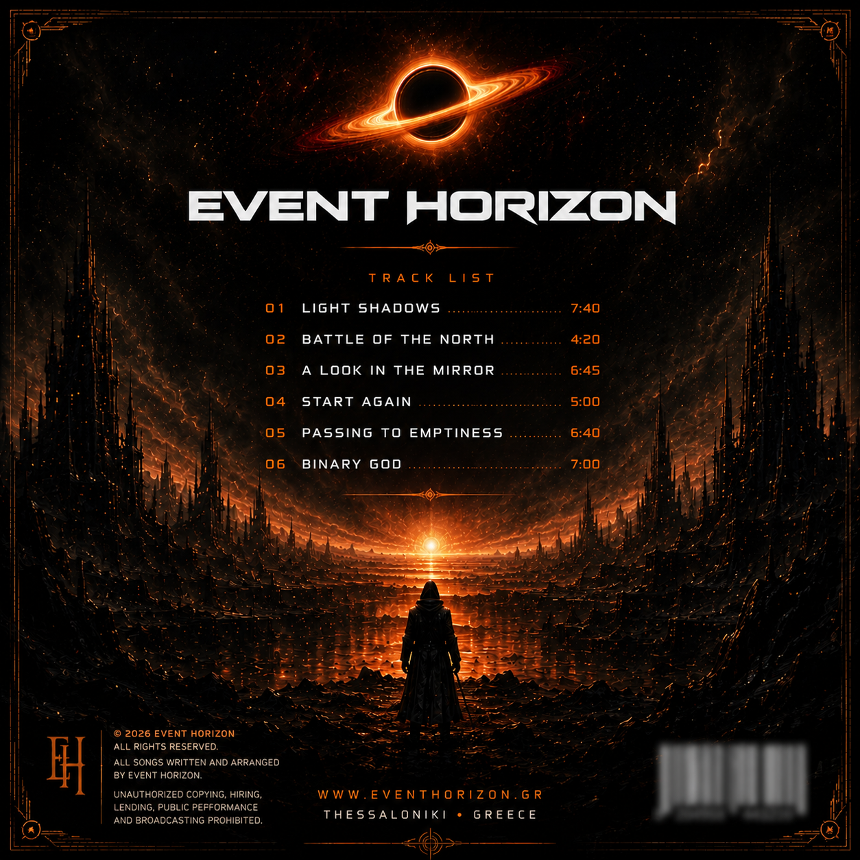 EVENT HORIZON full album back cover track list